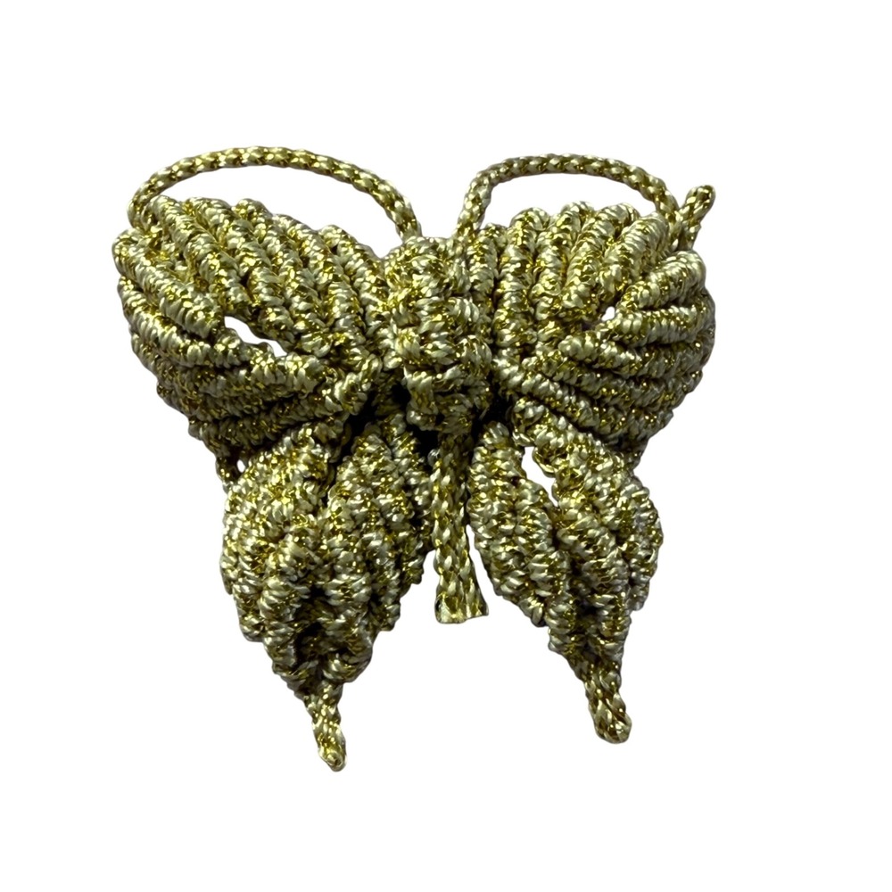 Handmade Butterfly Brooch Pin Gold‎ Corded Decorative Accent Jewelry